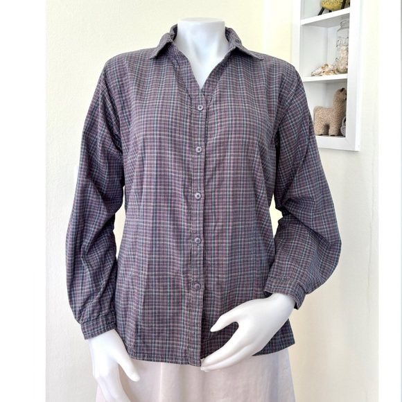 Woolrich purple grey gray pink plaid flannel button front long sleeve shirt - Picture 2 of 16